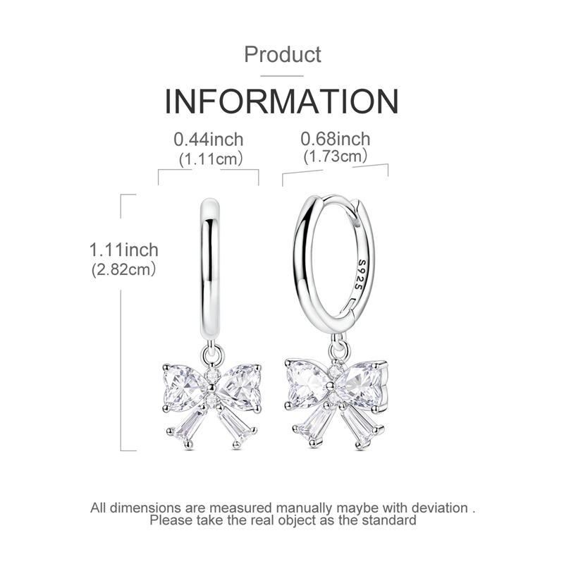 Women's 925 Silver Crystal Bow Ear Studs