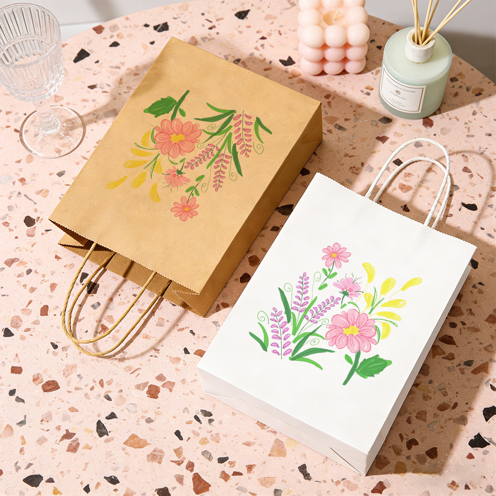 Thickened Printed Gift Tote Bag with Vibrant Floral Print