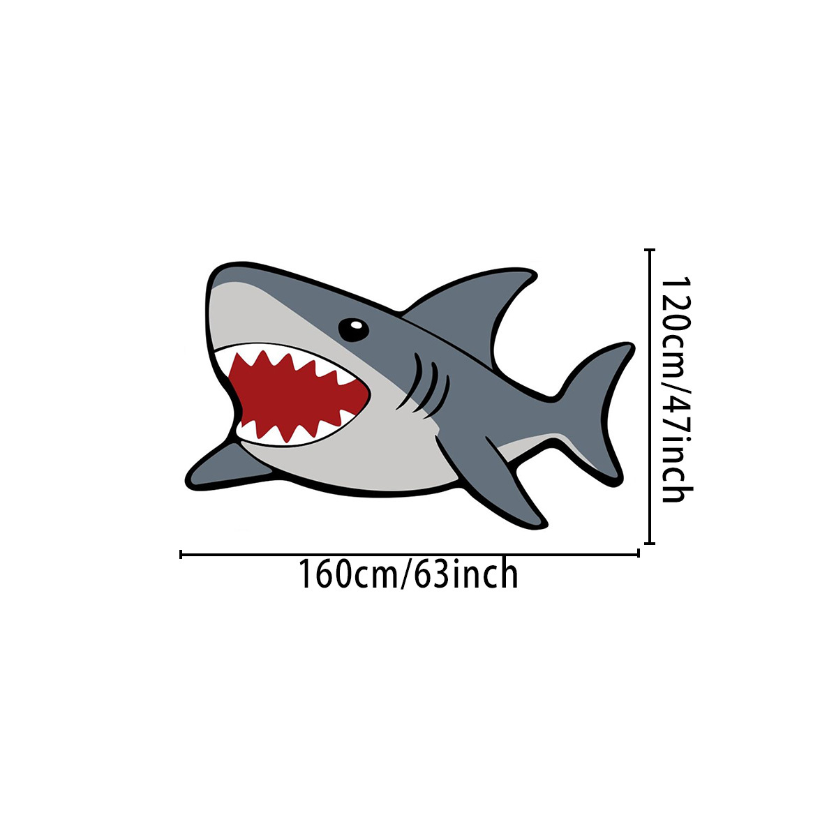 TEMU 1pc Velvet Dotted Backing Cartoon Shark Rug | Irregular Shape, 1000g/mÂ², 8mm Thick, Polyester, Suitable For Indoors, Rooms, Doorways | Hand Wash
