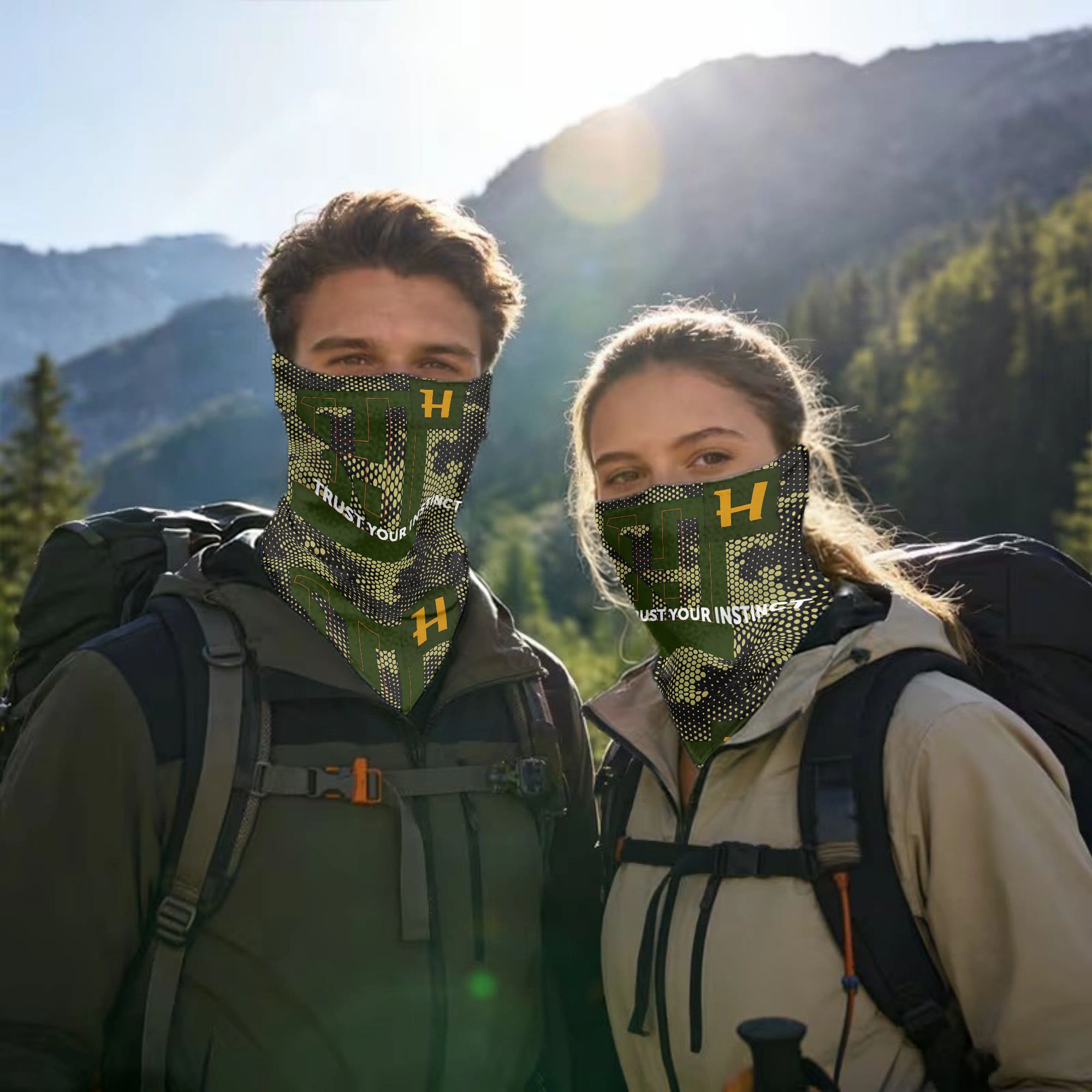 Image of 1pc Of Harkila Woodland Hunting Scarf Designed For The Rut Season, This Lightweight And Versatile Accessory Serves As A Breathable Neck Gaiter, Face Mask, And Headband