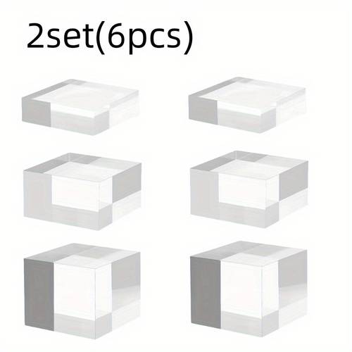 acrylic display stand 3 6 gradient size acrylic block risers for displaying collectibles acrylic cube base for gems and collectibles 1 2 set