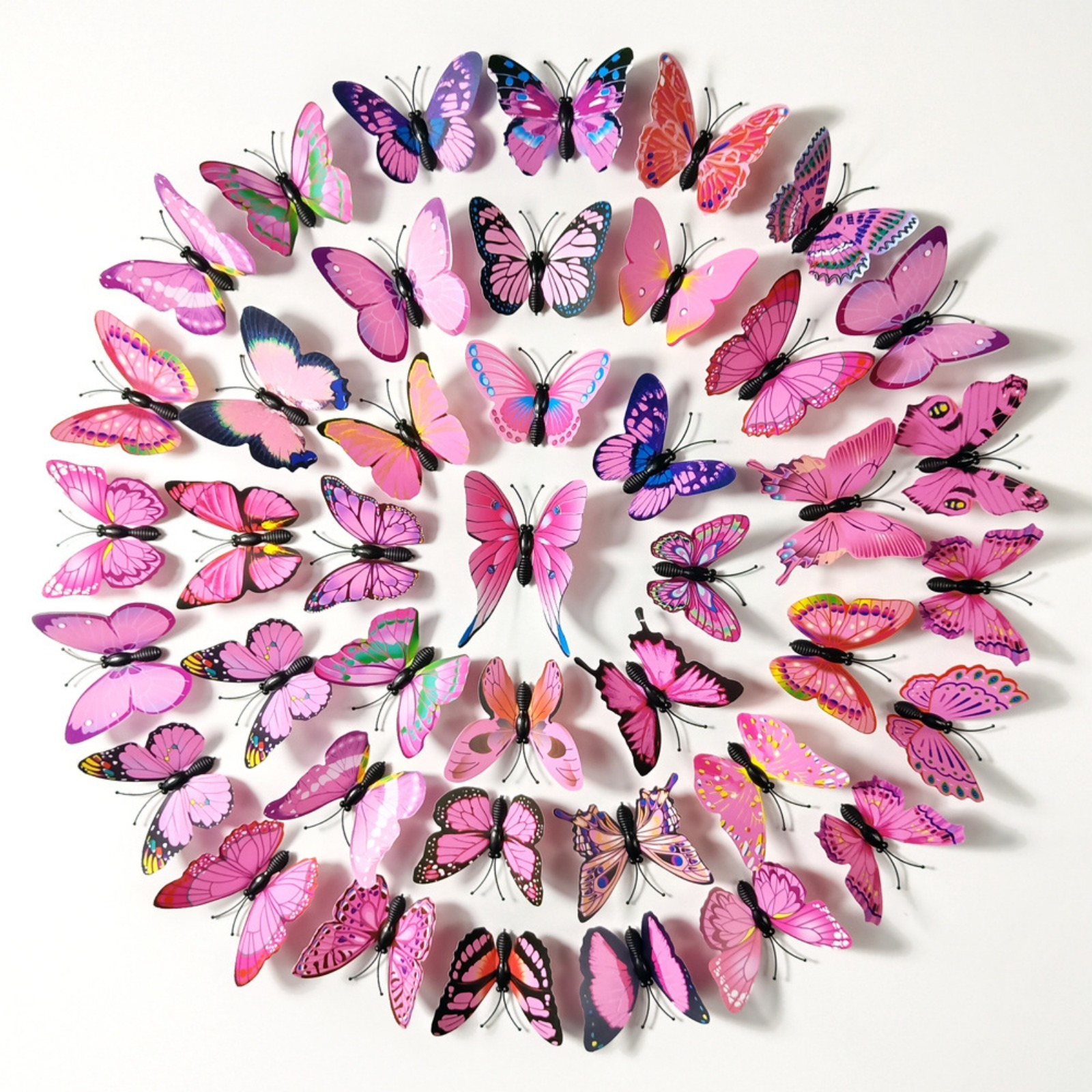 Image of 50pcs Of 6cm Simulated Butterflies, Three-dimensional Wall And Curtain Decorations, 3d Additions, Fridge Magnets And Wall Stickers