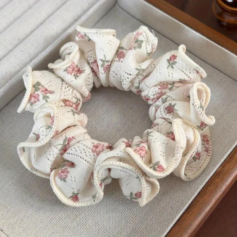 5 Chiffon-Haargummis Mit Blumenmuster – Vintage Hair Accessoires Für Frauen & Mädchen