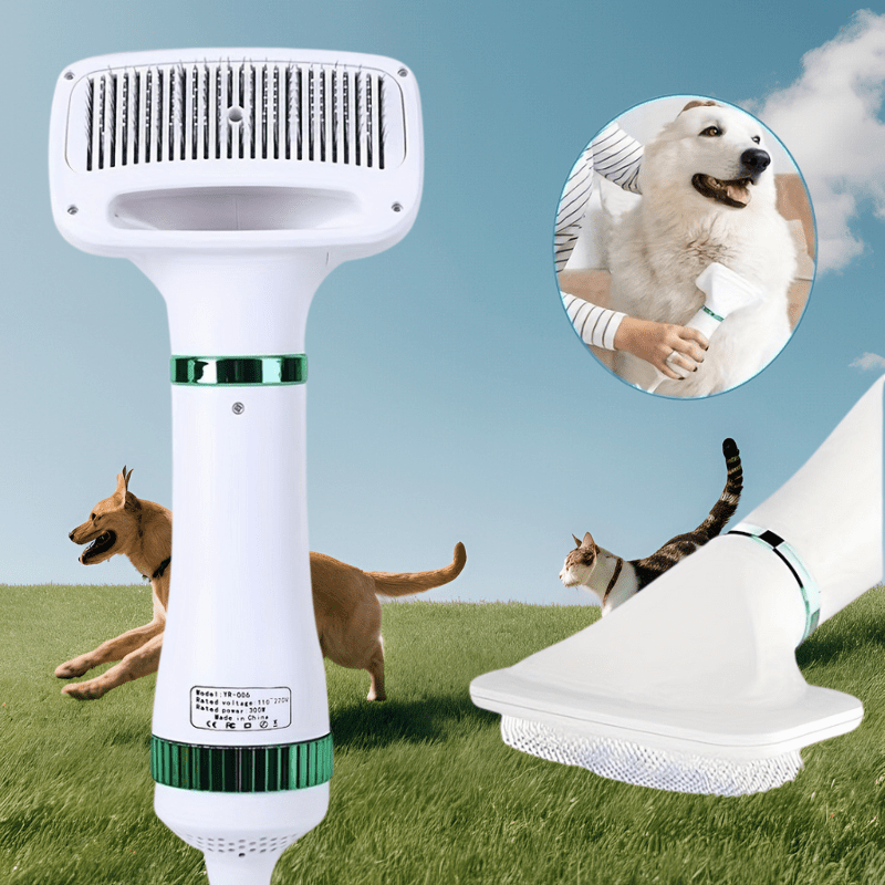 

2in 1 Portable Pet Dryer With Brush, Quiet And Drying, Suitable For Dogs And Cats, Pet Hair Dryer Dog Hair Dryer 300 W, 75-85db, Adjustable Temperature, Protection