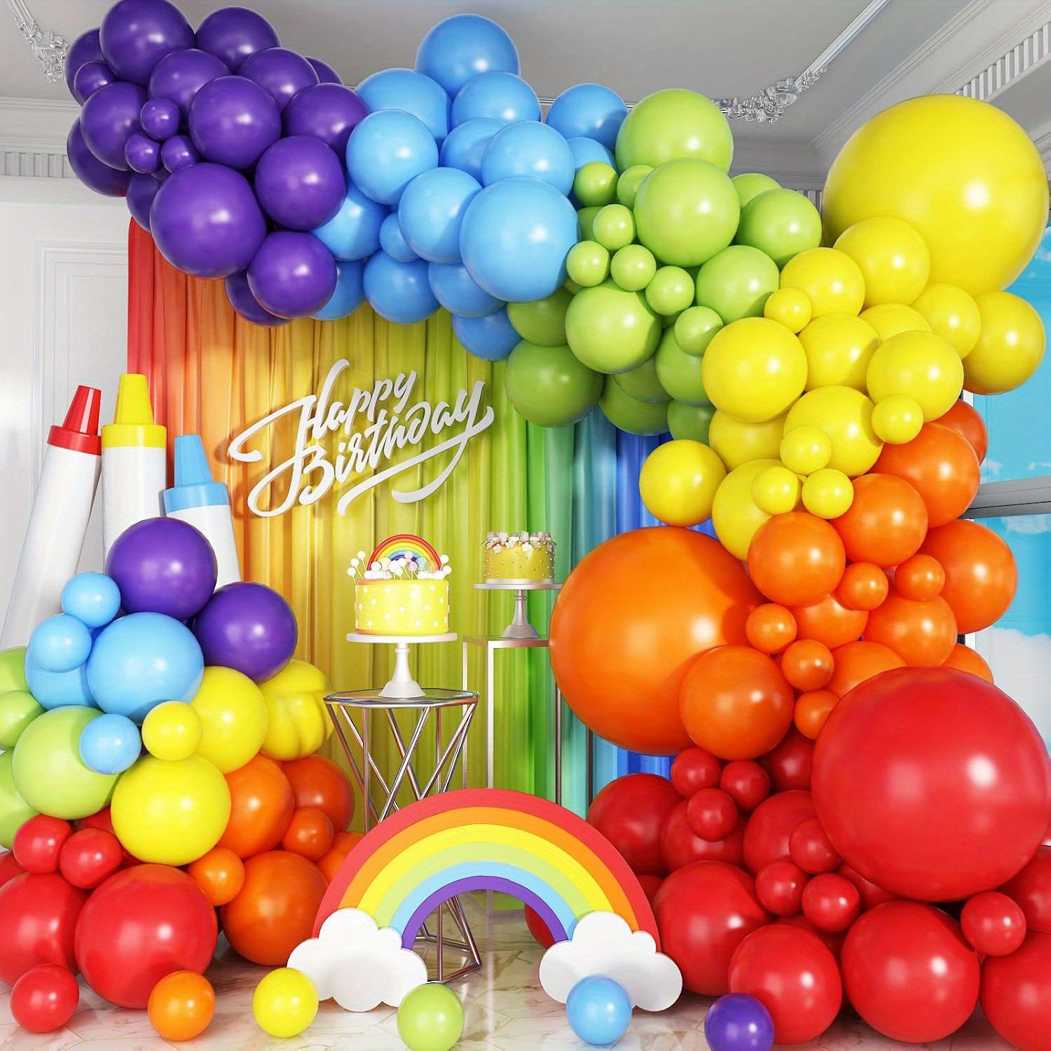 Lime Green Purple Blue Balloon Garland Kit - 122 Piece DIY Balloon Arch For Parties & Events