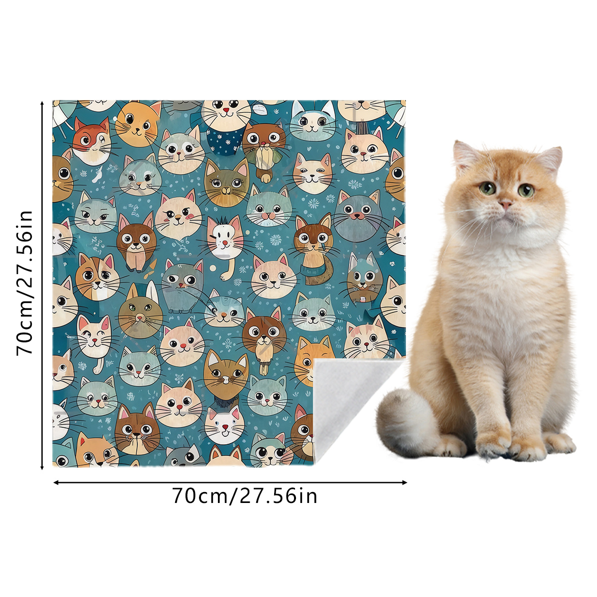 TEMU 1 stuk, [Zelfklevende Magische Wrapdoek] Blauwe Stippen Kattenpatroon Zelfklevende Stof, Extra Groot Ontsnappingsbestendig en Kattenkrabvast,