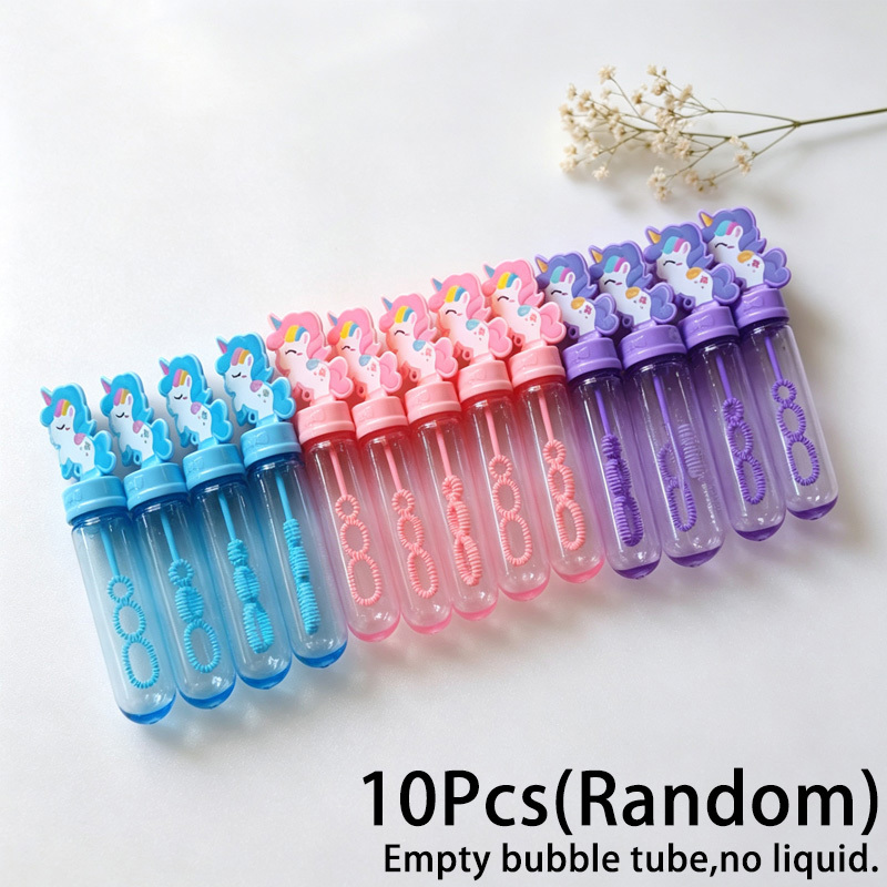 TEMU 10 bacchette per a forma di unicorno (senza liquido), bacchette colorate multi-foro per bolle, giocattoli da esterno, riempitivi per sacchetti