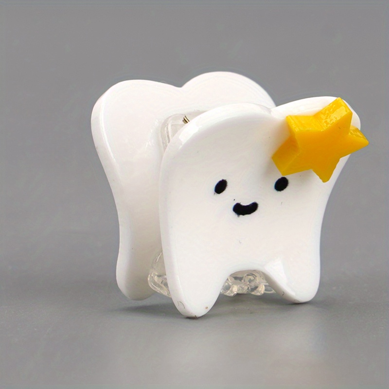 1 Stylish Dentist Theme Hair Clip - Cute Cartoon Tooth Design, Non-slip Grip, Perfect Gift For Stylish Buns And Ponytails, Ladies And