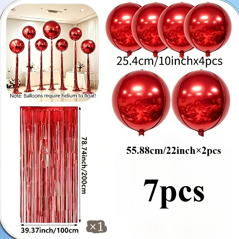 TEMU 7 globos rojos 4D de papel de aluminio con borlas, ideales para Navidad, fiestas de , , aniversarios, , decoraciones de discoteca y fiestas de