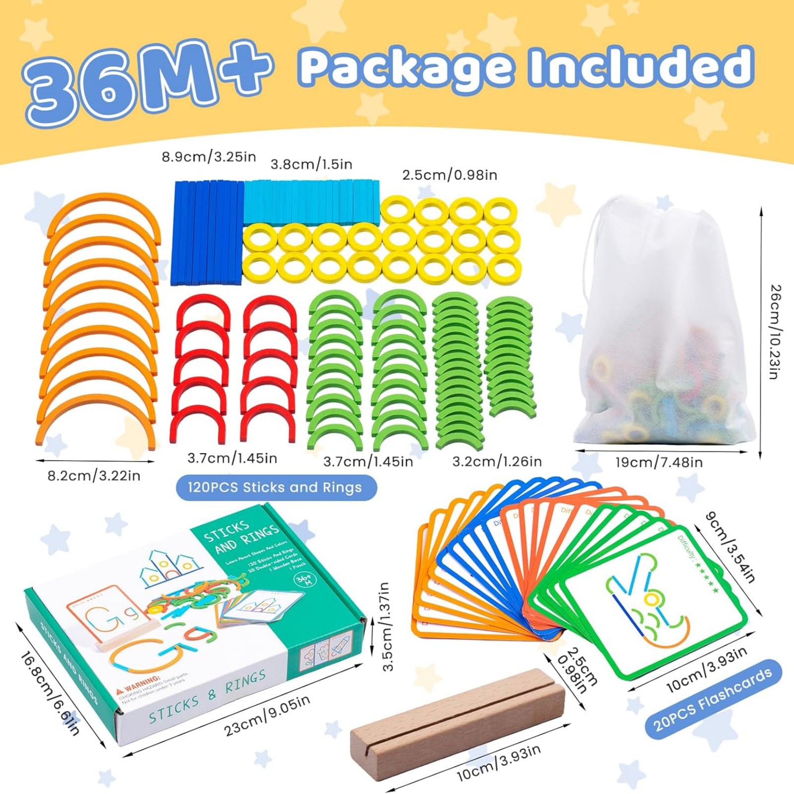 wooden creative sticks and rings educational toy intelligence development creative sticks with pattern cards childrens fine motor skills and   development toy perfect birthday and christmas gift