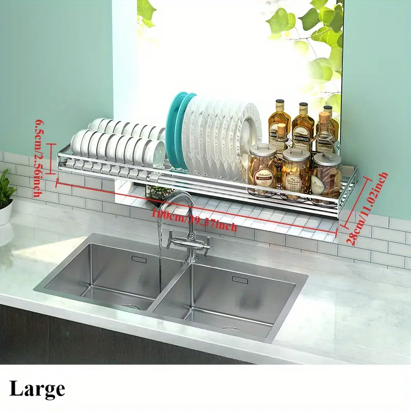 1pc heavy duty foldable dish drying rack space saving wall or countertop organizer with utensil hooks plates cups sturdy stainless steel construction for modern kitchens easy to clean rust resistant kitchen organization sleek kitchen accessory rustresistant material compact storage durable kitchenware small kitchens Product details 1