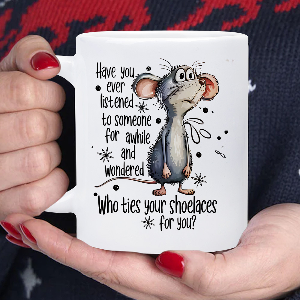 TEMU 1pc, 11 Ounces, Adorable Mouse-themed Coffee Mug Featuring A Humorous Quote, Perfect For Birthdays, Holidays, And Christmas. Designed With A