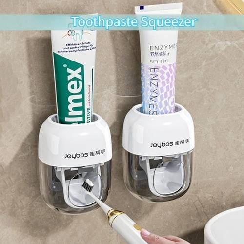 automatic toothpaste dispenser wall mounted no drill free suitable for bathroom one dispensing strong non slip base space saving plastic tube holder refill for family use fits all toothpaste