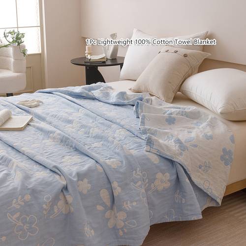 1pc 100% Cotton Three-layer Weave Coverlet- Does Not Pillowcase, Suitable for Leisure, Bedroom, Outdoor Use in , Single and Double Size, Soft Pure Cotton Lightweight Blanket