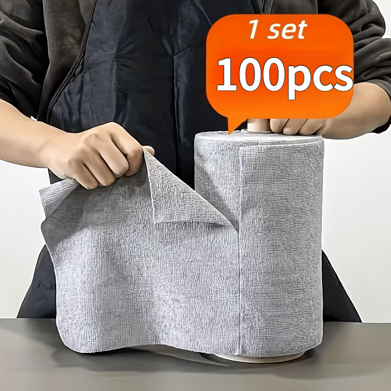 TEMU 100pcs Towel Roll Cleaning Wipes, Kitchen Cleaning Cloth Towels, Reusable Household Set, A Must-have Multifunctional Cleaning Alternative,
