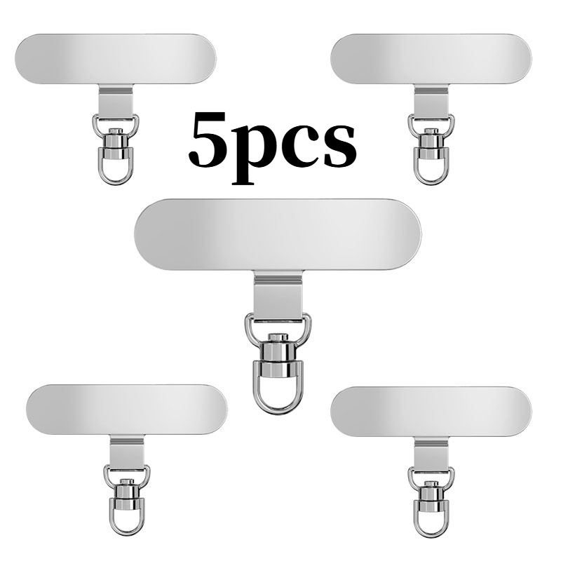 TEMU 5pcs Stainless Steel Metal Lanyard Patches, 360 Degree Rotatable Phone Lanyard Patches, Anti-loss Phone Strap Connector, Charging, Durable