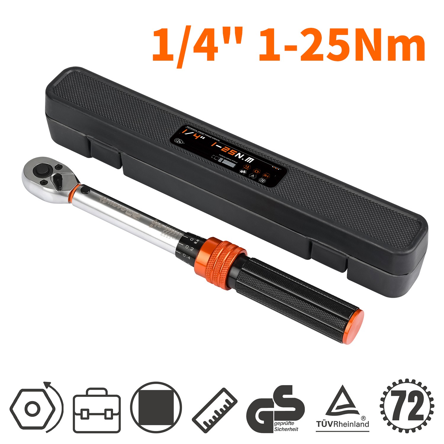 Image of 1/ 4" 3/ 8" 1/ 2"torque Wrench Ratchet 1-360nm Click-type Accuracy 72 Tooth