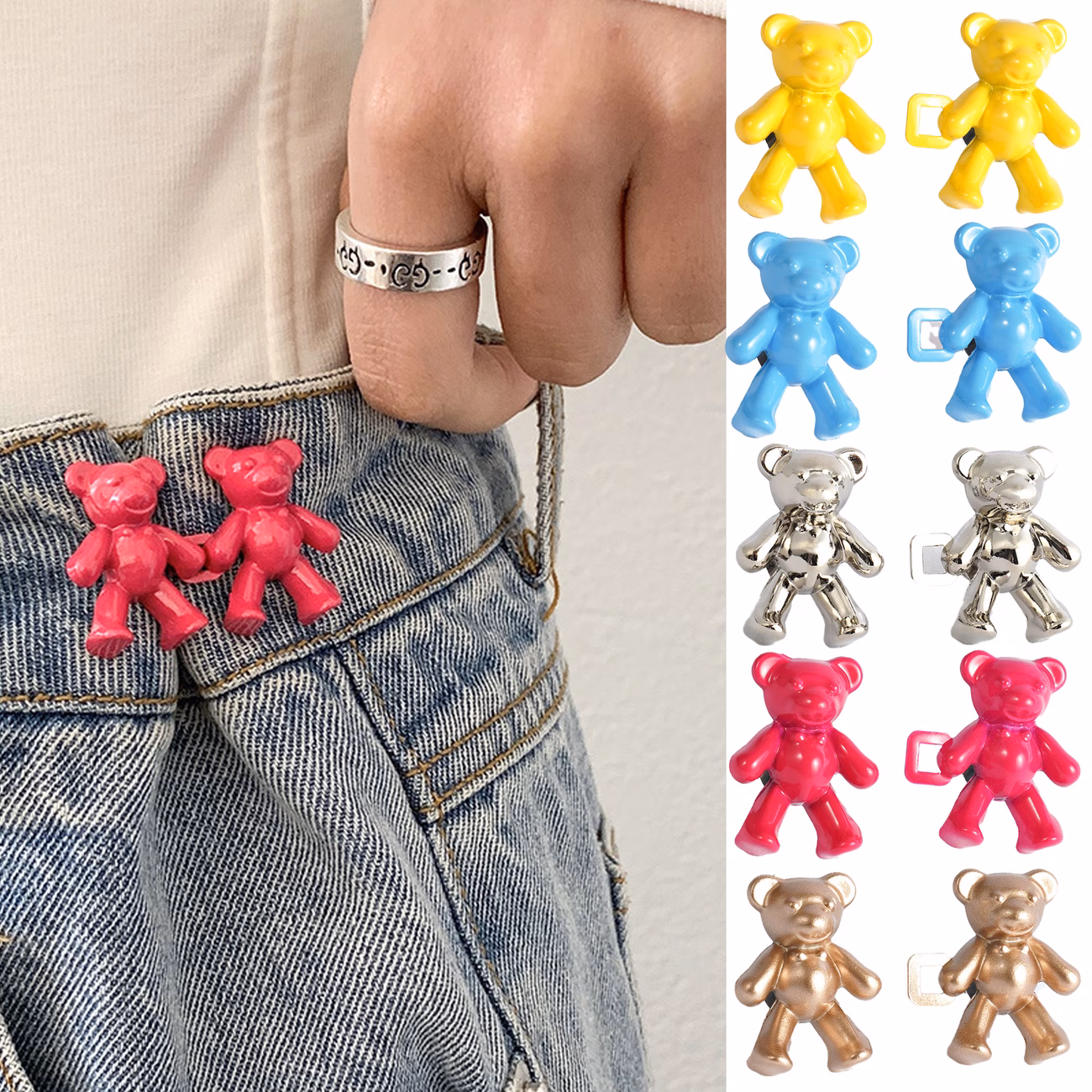 5pcs or single adjustable detachable belt suitable for jeans no sew installation 10 color options cinnamon golden navy with metal buckles waist tightener for Product details 1