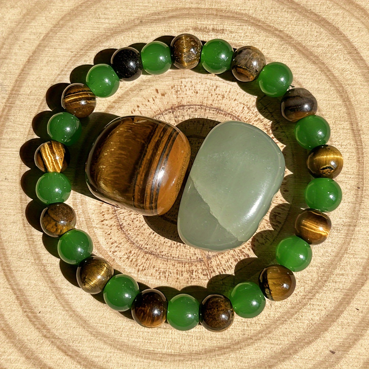 1pc 8Mm Tiger'S Eye Stone, A Retro Bohemian-Style Jewelry Gift for Men And Women, Easy And Fashionable for Festival Gifts