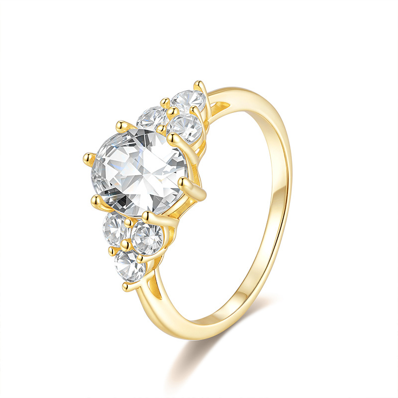Bling S925 Silver Oval Moissanite Statement Ring, Size 5-9