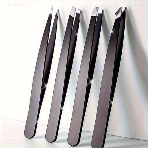 4pcs stainless steel tweezers set for hair removal beard trimming and eyebrow shaping