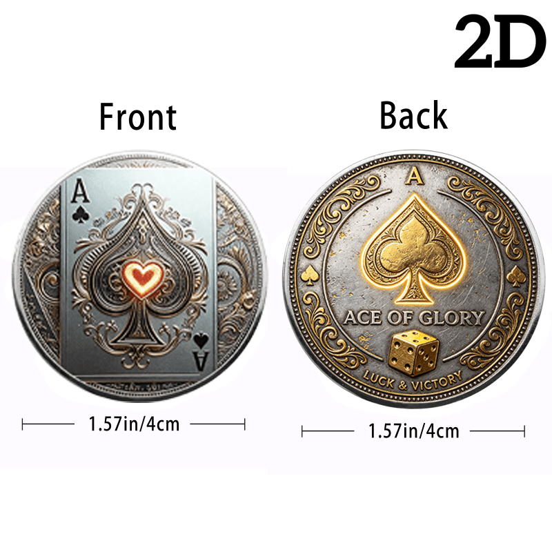 TEMU 1pc, 2d Poker Game Start Commemorative Collectible - Royal Poker Coin Double-sided Commemorative Coin. The Poker Used As A Carry-around Pocket