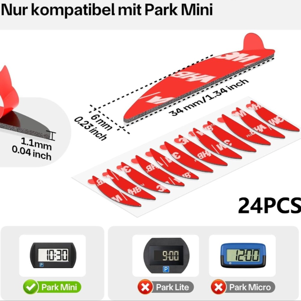 E-shop 24 Stück doppelseitiges Gummi-Pad-Set | Geeignet für Needit Park, elektronische und Windschutzscheiben-Timer-Pad, einsetzbar