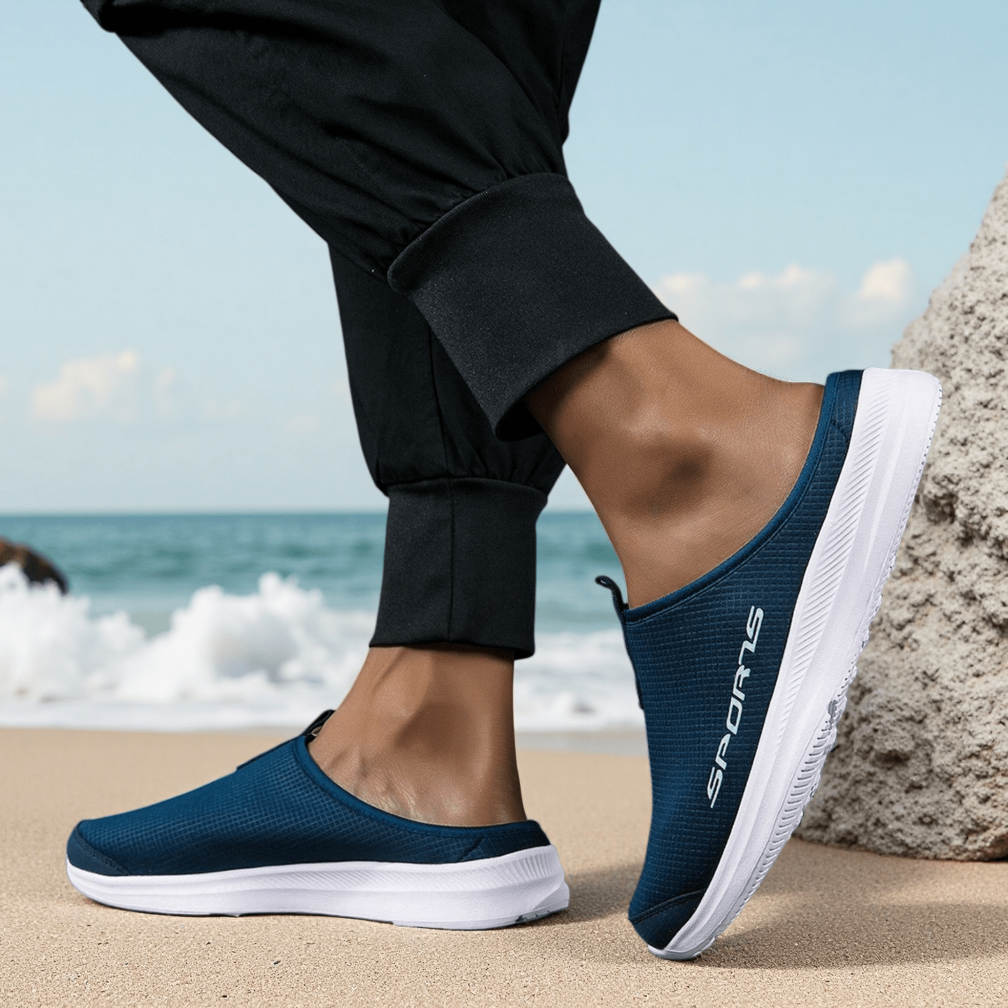 Men's Sporty Mules - Breathable Mesh Walking Shoes, Lightweight Athletic Half Slippers for Men - Casual Sneakers for Gym & Outdoor
