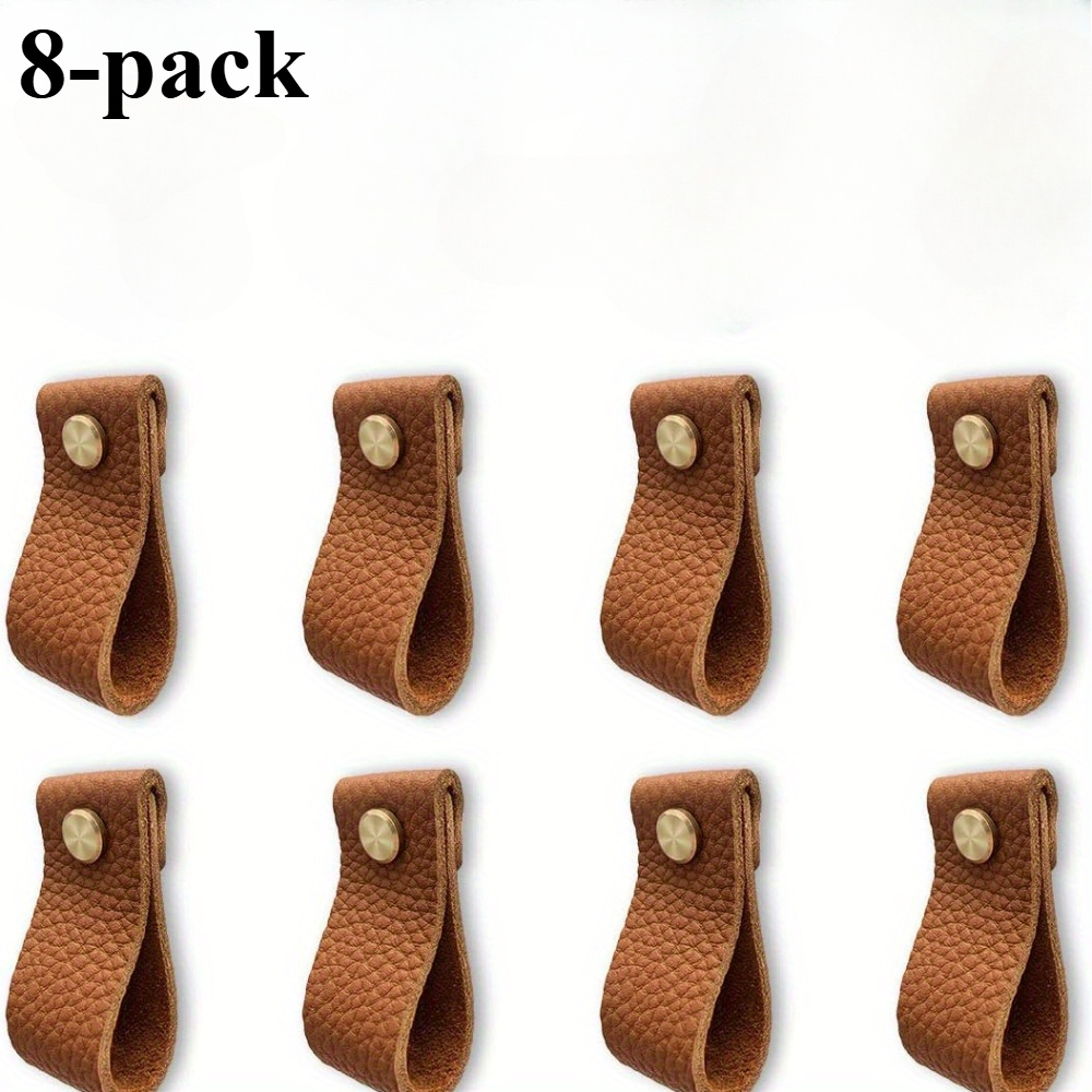 8-pack Pu Leather Cabinet Knobs With Mounting Hardware - Dresser Drawer Pulls For Home Improvement, Furniture Replacement Knobs - Durable And Stylish