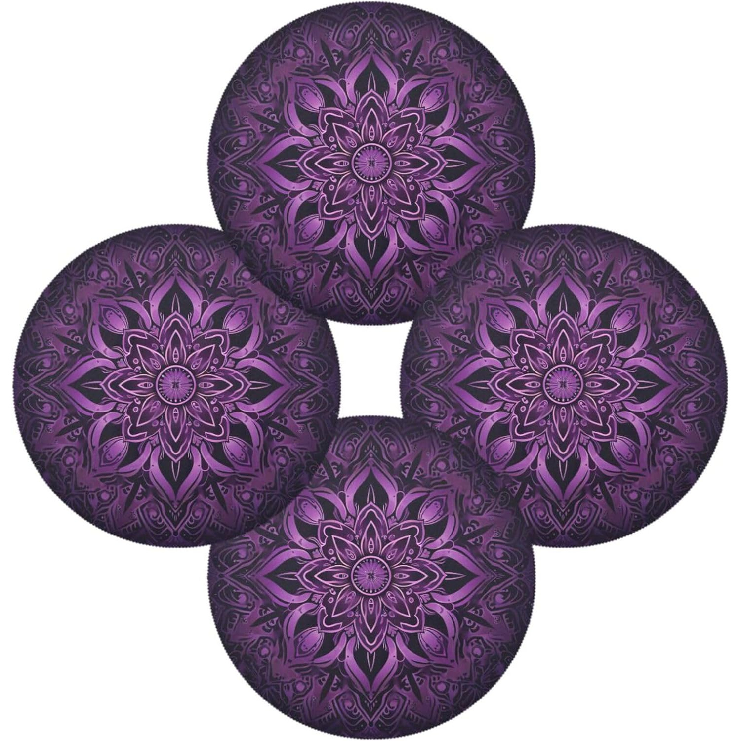 

Table Placemats And Mats 4pcs Set 15*15 Inch Round Table Placemats 4pcs Set, Purple Floral Anti-slip Washable Table Mats Kitchen Heat-resistant Outdoor Indoor Table Mats