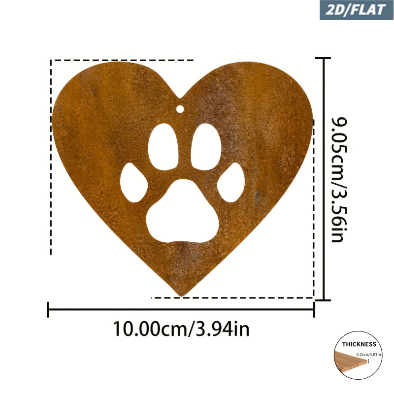 TEMU 2d Flat, 1pc Vintage Dog Paw Hanging Ornament - Artificial Suitable For Christmas Indoor/outdoor Decoration, Irregular Shape Wall-mounted Plaque