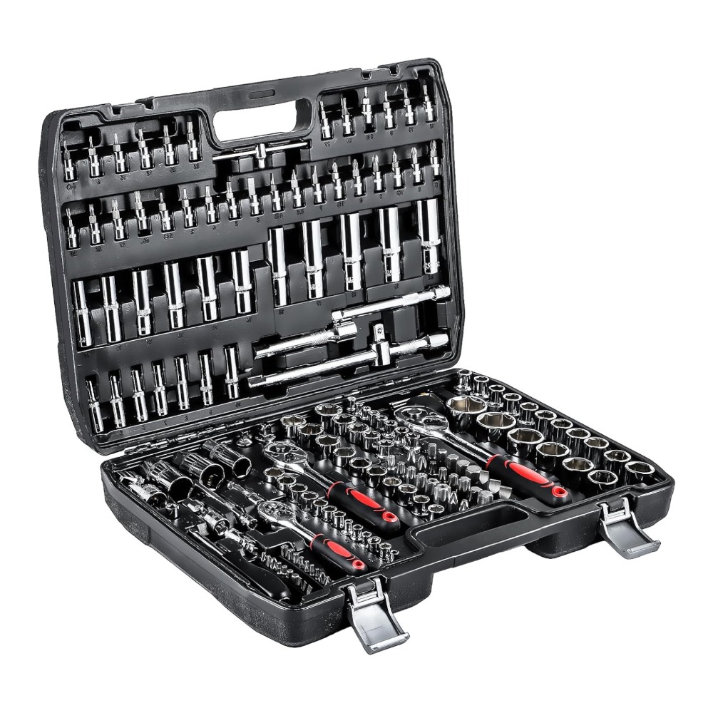 TEMU 172pcs Socket Wrench Set Ratchet Wrench Toolbox Chrome Vanadium Steel Ratchet Wrench Tool Screwdriver Wrench Batch Nut Set