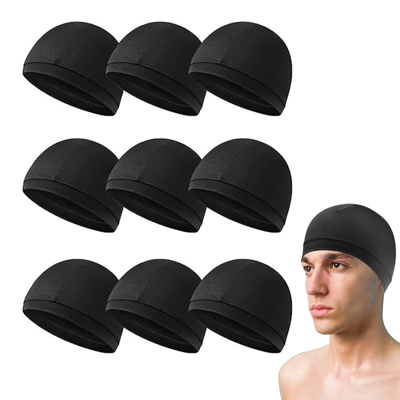 TEMU 9-pack Quick-dry Men's Cycling Caps, Breathable Sweat-absorbing Knit Helmet Liners, Comfortable Outdoor Sports Riding Hats With Inner Lining