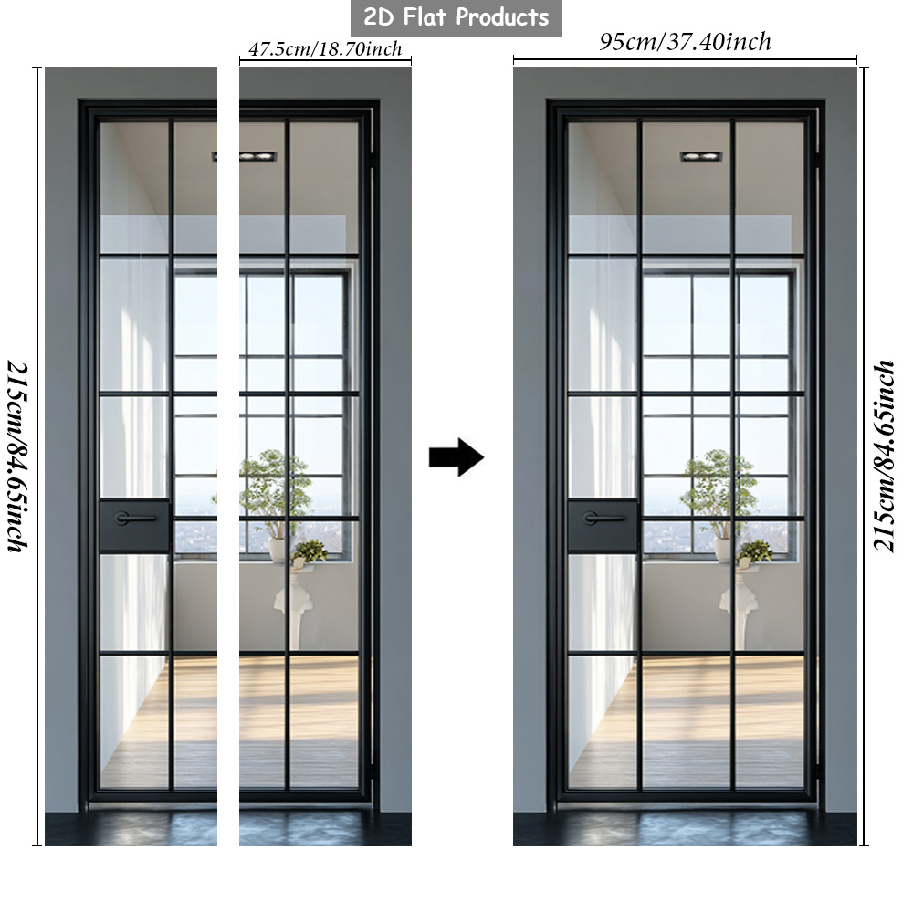 1 pair modern minimalist removable pvc door wall sticker glossy neutral window film suitable for sliding doors balcony bedroom peel stick application   removal 2d flat