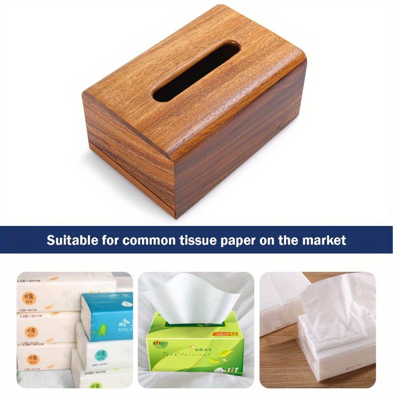 premium walnut wood tissue box cover 5 6x5 6x6 wooden box holder with slide out bottom modern decor look for bedroom dining table office 100 wood Product details 3
