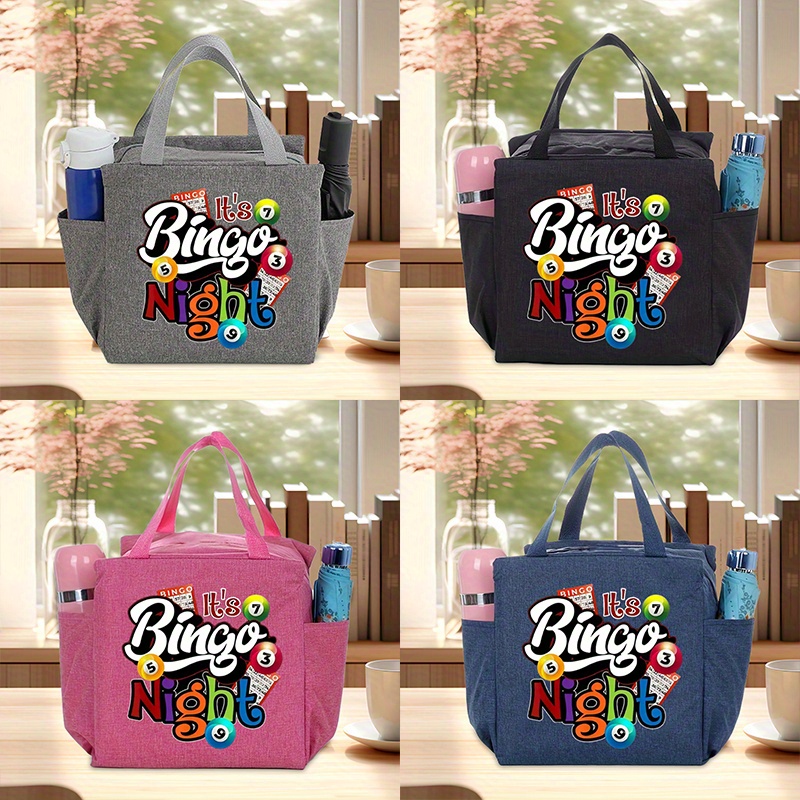 TEMU Fashionable Colorful Bingo Pattern Printed Bag - Compact Thermal Tote With Handle, Easy To Carry, Suitable For Office And Travel Use - Perfect Gift For Teachers