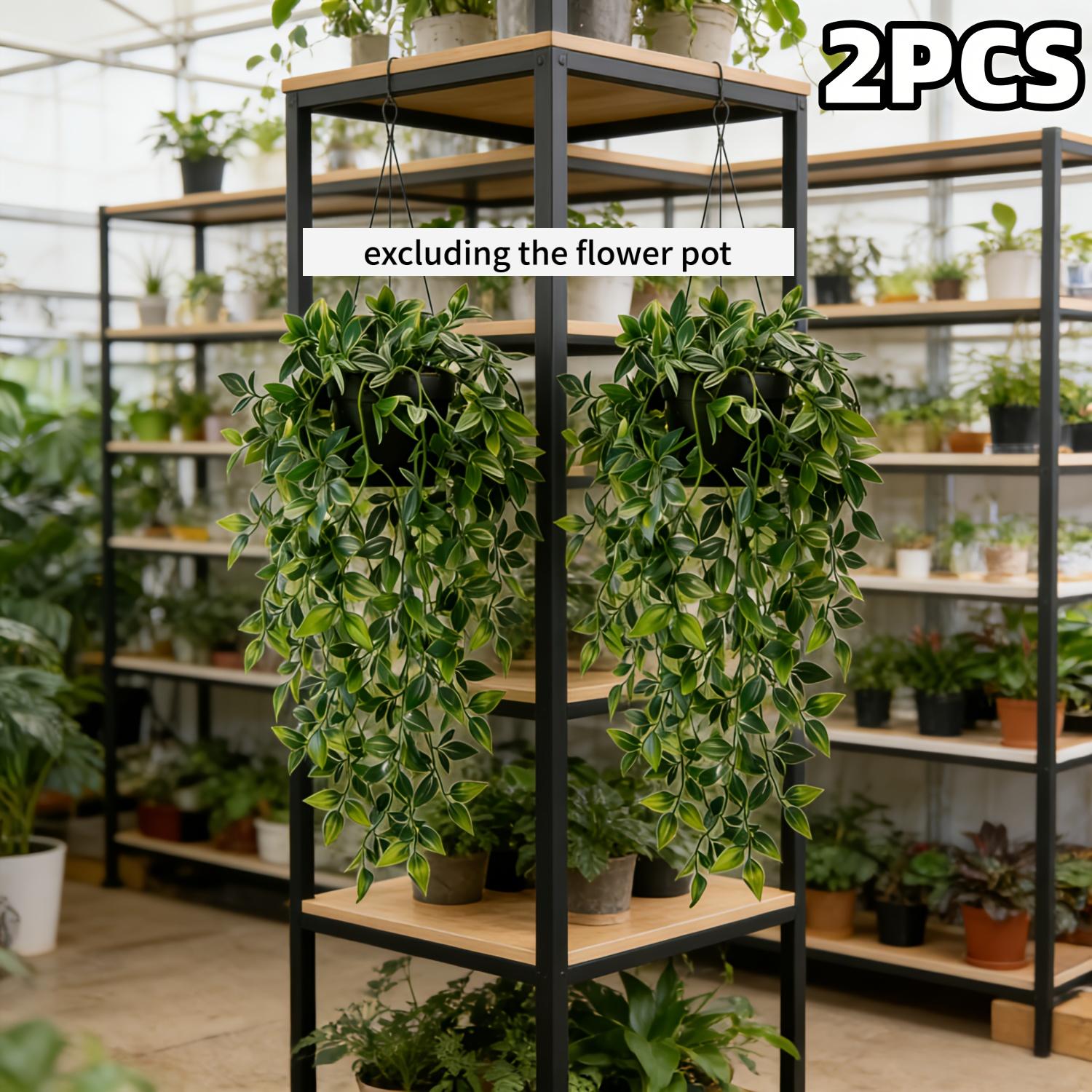 2 Pack Large Artificial Hanging , With Potted Plants, Realistic Mandala Leaves, Suitable For Room, Office, Bathroom Multi-functional Room Furnishings, Shelf Decoration