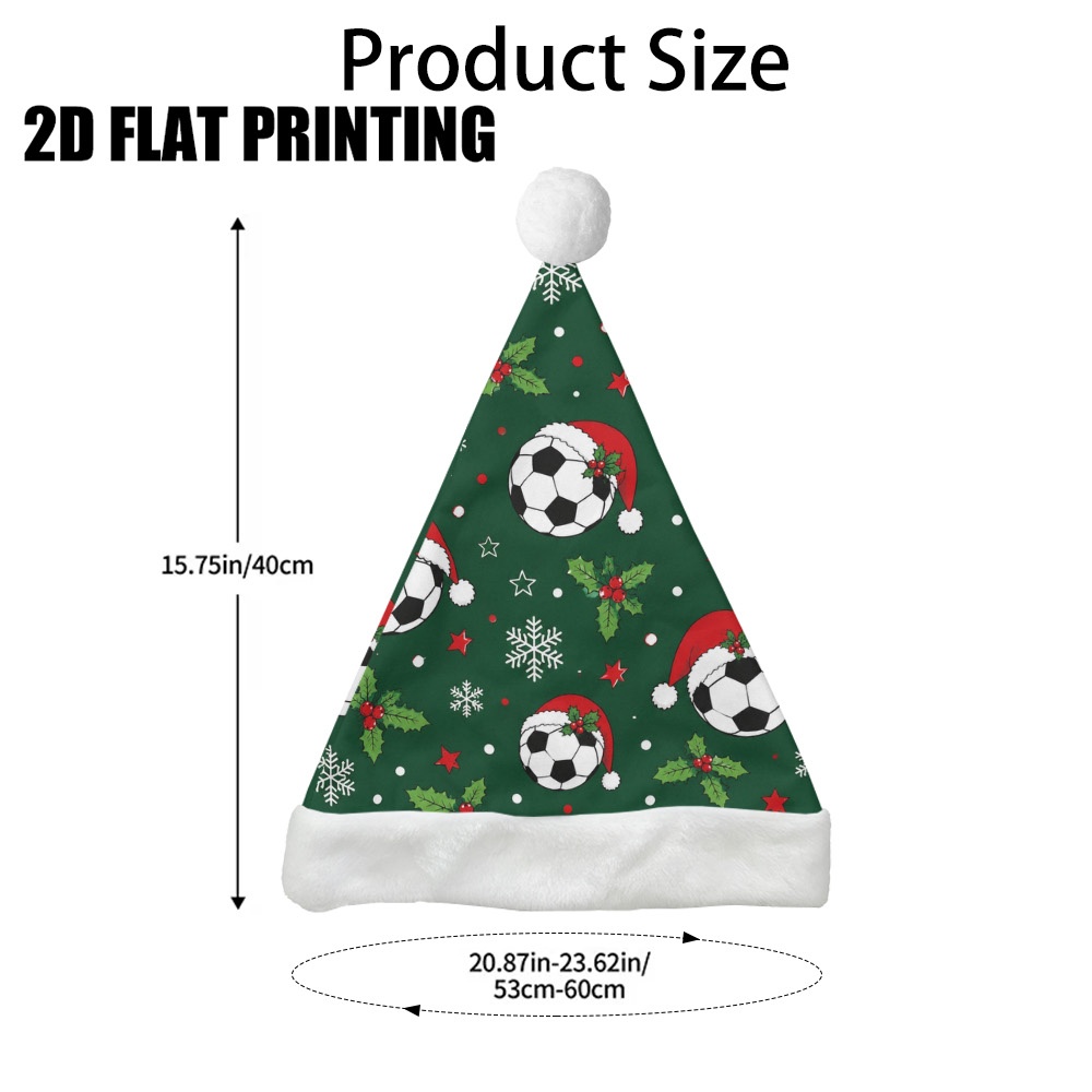 TEMU Soccer Event 2026 - 2d Flat Printing 1pc Christmas Soccer Santa Hats Christmas Hat - Unisex Holiday Party Headwear For Xmas, New Year's Eve,