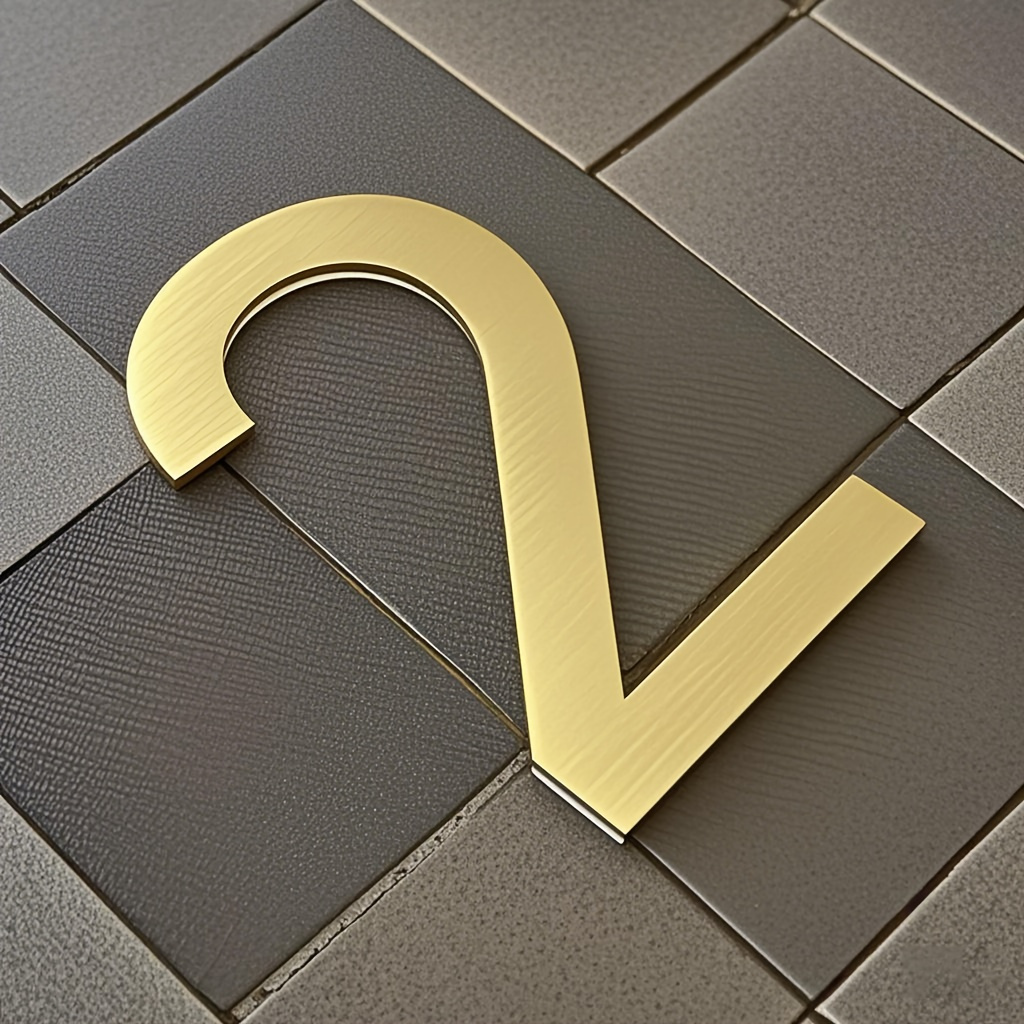 TEMU Custom Metal Brushed Self-adhesive Door Number Stickers, Without Drilling, Suitable For Hotels, Apartments, , Outdoor Mailbox Numbers, -inch