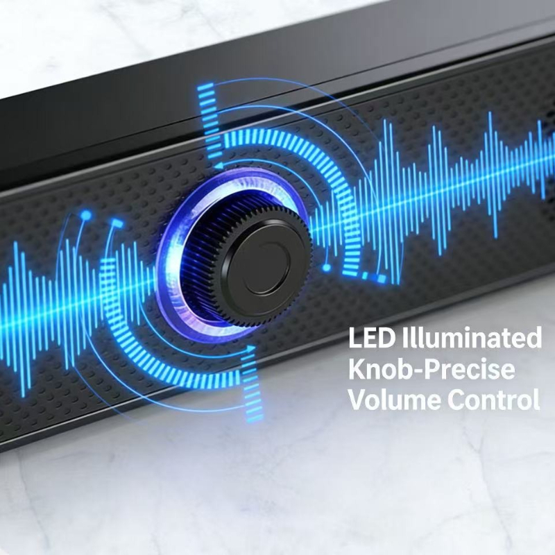 TEMU Pc Wired Soundbar Speaker, Usb Wired Computer Soundbar, Stereo Surround Sound Bar Speaker With Knob Volume Control, No Wireless And Battery, For