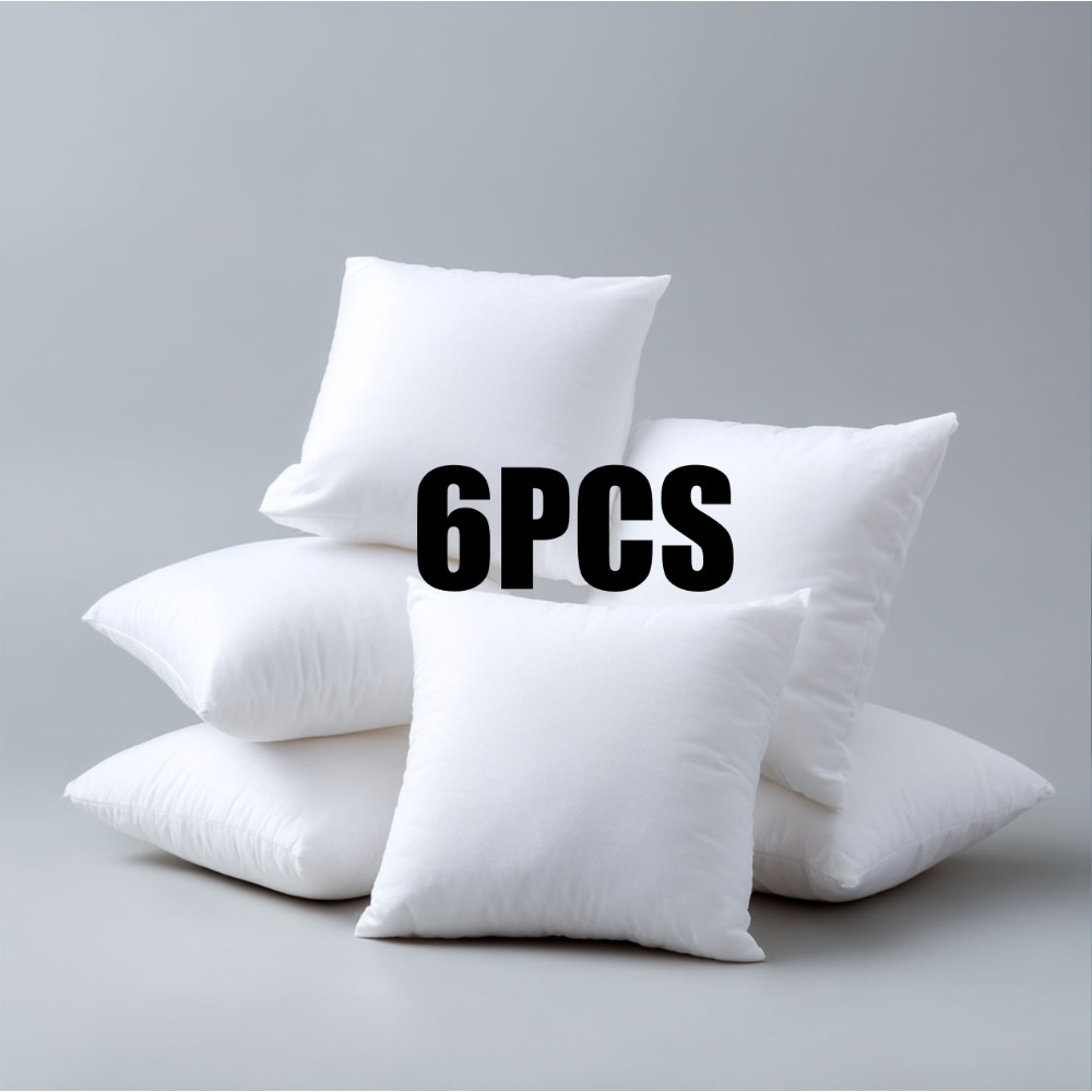 TEMU 6pcs White Pillow Insert Set, Y Soft Fiber Non- Fabric Cover, Suitable For Living Room And Bedroom, Christmas And Seasonal Decorations, Amazing
