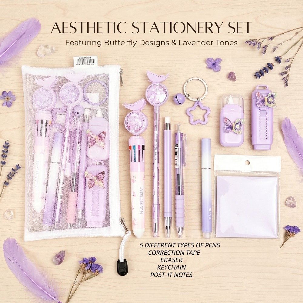 TEMU 10pcs In 1 Set Stationery With Pens Eraser Correction Tape Perfect Gift For Opening Ceremonies And Graduation Ceremonies, School Supplies Office