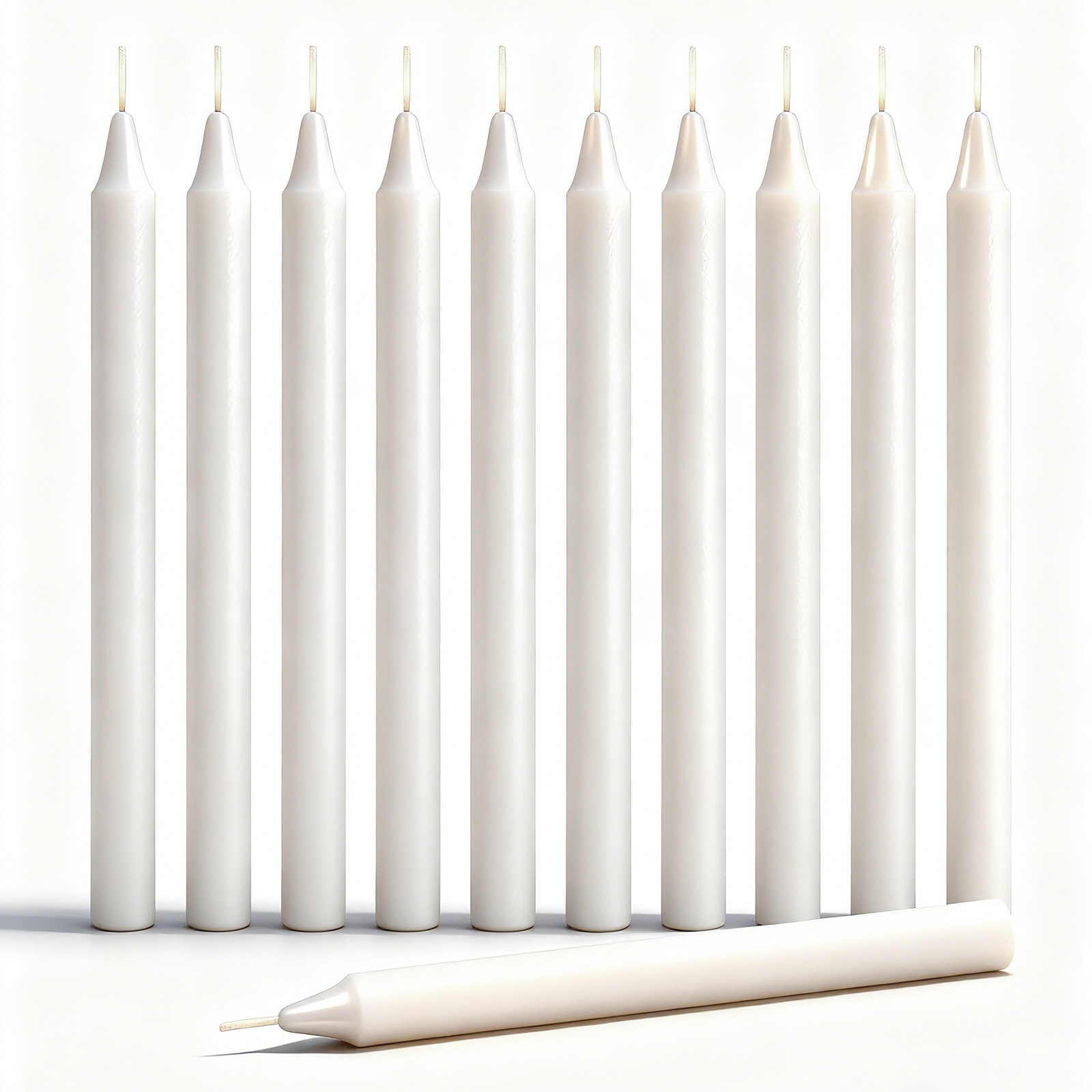 White Taper Candles, 20cm/8 Inches- About 6-7 Hours, Suitable For Seasonal Celebrations, Indoor Use, Candle Decoration