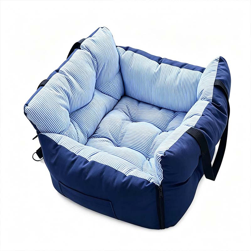 TEMU Seggiolino auto per cani blu 23.62 X 19.69IN con cintura di - Porta letto da viaggio sicuro e confortevole per cani di taglia, cuccioli, ,