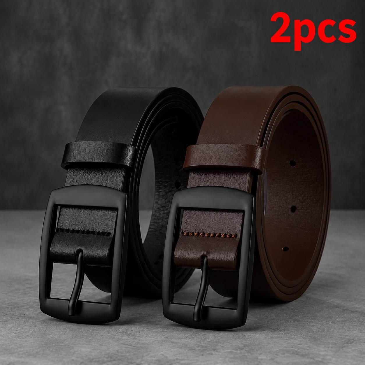 2pcs Men's Fashion Belts, Easy Vintage Design With A Smooth , Perfect For Daily Wear, Casual , Parties, Festivals, Work, And Valentine's Day