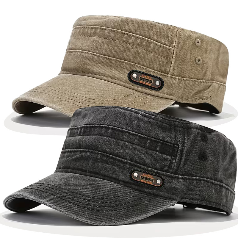 TEMU 2pcs Set, New Four-season Men's Outdoor Duck Tongue Flat Top Hat, Suitable For , Running, Holiday Gift-giving, Suitable For Christmas Parties,