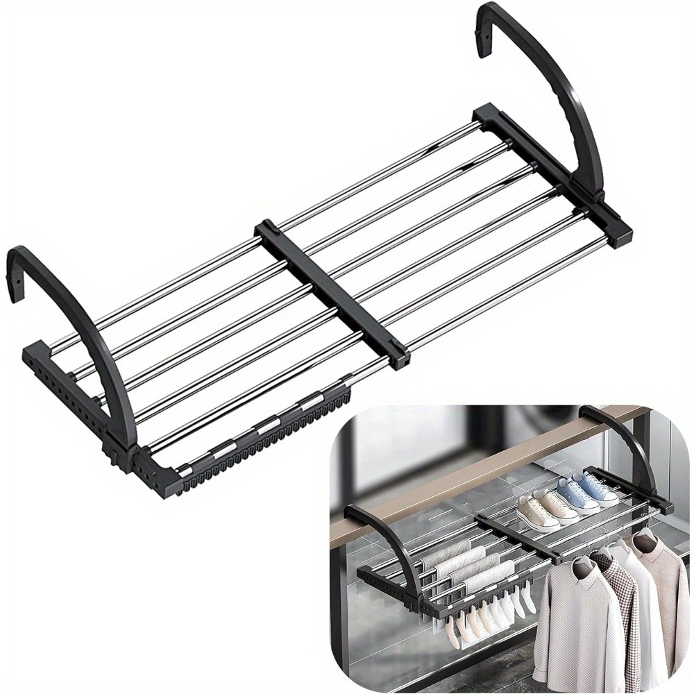 Wall-mounted Modern Double Layer Towel Rack With 2-tier Storage & 5-hook Ring - Heavy-duty Plastic Bath Shelf Suitable For Bathroom, Laundry, Kitchen, Balcony - Space- Towel (no Perforated Parts)