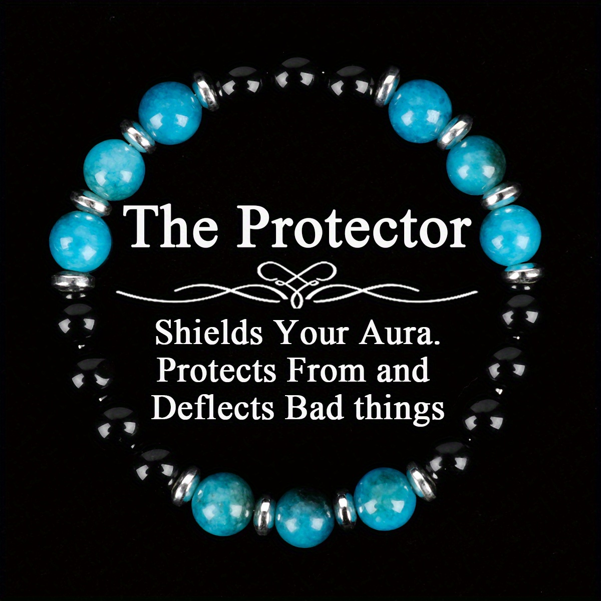 TEMU Guardian Bracelet Blue Apatite Beaded Bracelet For Men Protection And Grounding Jewelry Gift