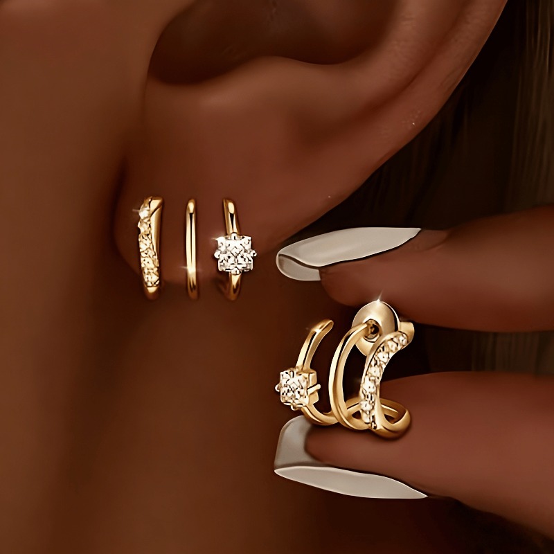 TEMU 2pcs Aretes de Moda Curvas para Mujer, Joyería Única para