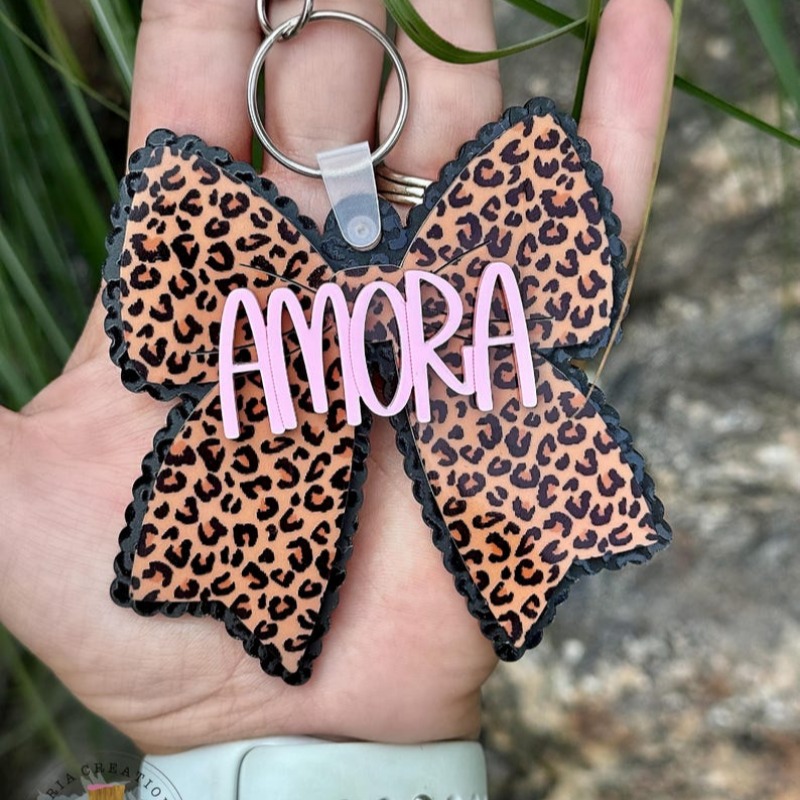 TEMU Personalized Bow Backpack Bag Tags With Name/initials - Cute Acrylic School Supply, Diaper Bag Accessory, Name Tag Charm For Books, Lunchboxes &